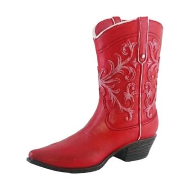 Imagem de Ｂｅｓｇａ Vaso de bota de cowgirl para arranjos florais, vaso de resina, decoração de mesa, pequeno, 17,5 cm de altura, ornamento para estante de livros, Vermelho