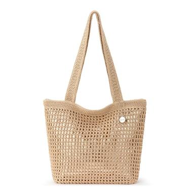 Imagem de The Sak Bolsa casual clássica – Bolsa feminina de crochê à mão para todos os dias, viagens, bolsa de praia – Bolsa de mão com alças de ombro, Bambu com ouro, One Size