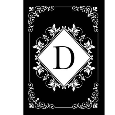 Imagem de Briarwood Lane Monograma D preto e branco bandeira de jardim dupla face