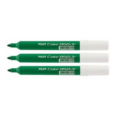 Imagem de Kit com 3 Caneta Hidrografica Color 850 Jr Verde Pilot