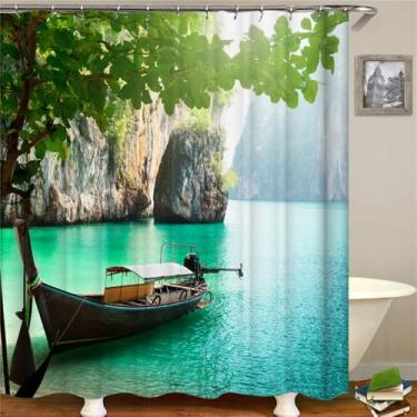 Imagem de Natureza Floresta Cortina de Chuveiro Tela de Banheiro Árvores Cenário Cortinas Poliéster Tecido Decoração de Casa Cortinas de Banho,tp326,L90xA180cm