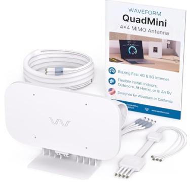 Imagem de Waveform QuadMini: Kit de antena MIMO 4x4 de perfil baixo | Antena externa para roteadores e gateways 4G/5G | para T-Mobile Home Internet, Verizon, AT&T | Cabo SMA de 3,5 m, adaptadores U.FL, entrada