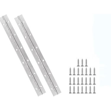 Imagem de Dobradiça contínua de piano de 30,5 cm, 2 peças de dobradiça contínua de aço inoxidável com furos, armários, caixas de armazenamento, portas e janelas, dobradiças multifuncionais, incluindo 24