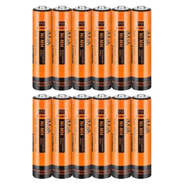 Imagem de Pacote com 12 pilhas recarregáveis iMah AAA 1,2V 750mAh, também compatível com bateria de telefone sem fio Panasonic 550mAh HHR-55AAABU e 750mAh HHR-75AAA/B HHR-4DP KX-TGEA40B KX-TGE43B KX-TGE445B