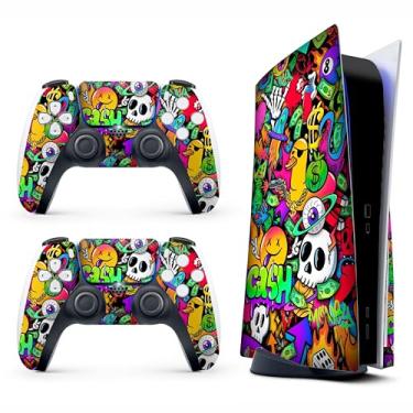 Imagem de Adesivo Skin para Game Console 5 Cover - Bomba adesiva, compatível com edição de disco e edição digital (não Slim Ver) - 2 capas de controle e capa de console - sem bolhas, proteção total, removível