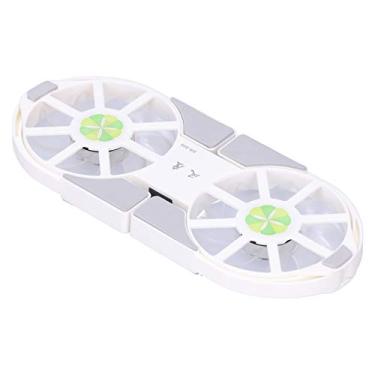 Imagem de SUNGOOYUE Almofado de Resfriamento Dobrável Fan Dual Fan Grande Volume de Ar de Dissipador de Calor Mais Frio para Notebook Computador Office ABS Blue LED LUZ (Branco)