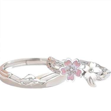 Imagem de yuruyi Anéis de casamento ajustáveis para casais: alianças de compromisso combinando com pedras preciosas de coração para amor, anel de noivado romântico para casal, casamento e presentes de dia dos