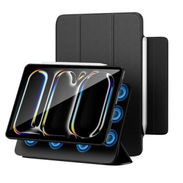 Imagem de SANDUODD Capa para iPad Pro de 13 polegadas M5/M4 (2025/2024), capa protetora magnética removível de couro PU com suporte para lápis (preto)