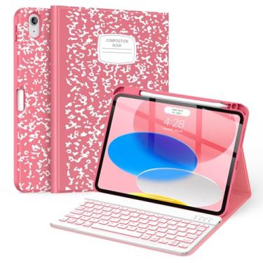 Imagem de Supveco Capa De Teclado Para Ipad 10ª Geração 10,9 Polegadas Com Suporte Para Lápis - [Vários Ângulos De Visão], 7 Cores, Capa De Teclado Fólio Destacável Sem Fio Com Luz De Fundo Para Ipad 10ª Gera