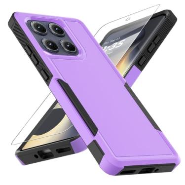 Imagem de Capa para Motorola Edge 2025, [teste de queda de grau militar] com protetor de tela, capa protetora de camada dupla para celular resistente à prova de choque para Moto Edge 2025 (roxa)