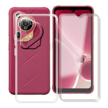 Imagem de HGJTFANY Capa para Fossibot F112 Pro (6,9 polegadas), com [3 películas de vidro temperado], TPU macio transparente fino [à prova de choque x antiarranhões], para capa Fossibot F112 Pro