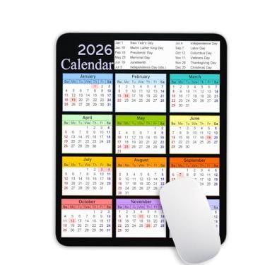 Imagem de Calendário colorido 2026 e calendário de férias edição vertical mousepad, base de borracha antiderrapante, qualidade criativa para jogos, retangular, personalizado, mouse pad de mesa 24 x 20 cm