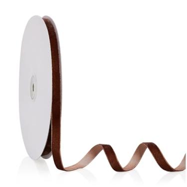 Imagem de Fita de veludo marrom 1/10.2 cm x 20 jardas, fita de Natal perfeita para decoração de guirlanda de árvore de Natal, enfeites de artesanato artesanal, embrulho de presente e fabricação de laços