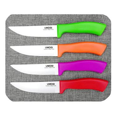 Imagem de Conjunto de 4 facas de cerâmica para bife com capas em caixa de presente - faca utilitária tamanho grande - saudável resistente a manchas e à prova de ferrugem, pode ser lavada na lava-louças - Melhor
