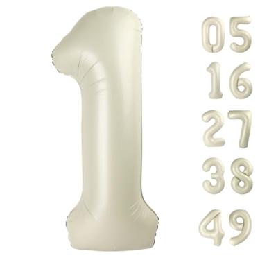 Imagem de Upgesy Balão Creme Branco Com 1 Número De 40", Aniversário Para Menino E Menina, Balões Metalizados Festa 1º Ano, 10, 11, 12, 16 18 Anos, Decoração Comemoração