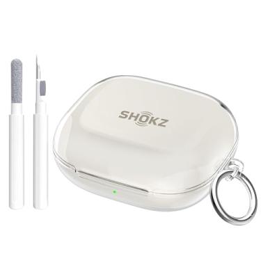 Imagem de Aircawin Capa transparente SHOKZ OpenFit, para capa SHOKZ OpenFit 2023, TPU transparente macio à prova de choque para fone de ouvido aberto, fones de ouvido sem fio, acessórios com mosquetão e caneta