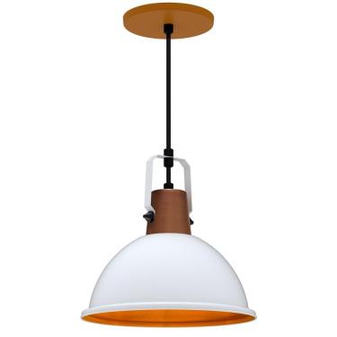 Imagem de Luminária Pendente Modaza Ditta Pequena 60W, Branco e Marrom