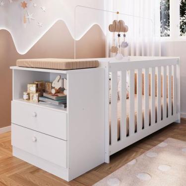 Imagem de Berço com Cômoda Aconchego 02 2 Gavetas Branco  Completa Móveis, Branc