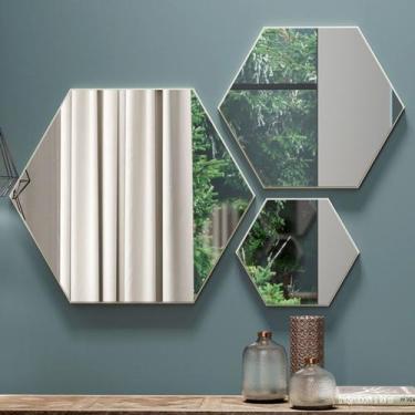 Imagem de Espelho Kit 3 Peças 100% Mdf Off White Es13 - Dalla Costa