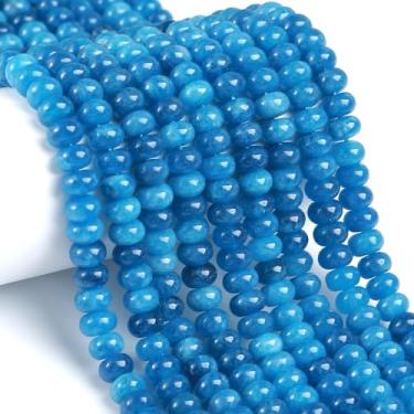 Imagem de 76 peças 5 x 8 mm pedra natural cianita azul jade Rondelle espaçador contas soltas disco de ábaco pedras preciosas redondas soltas contas de pedras preciosas para fazer joias, colar de pulseira faça