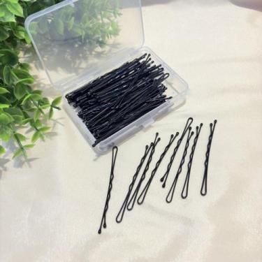 Imagem de Grampo de Cabelo em Caixa com 100 Grampos Pretos Lisos Médio  Estilo R