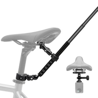 Imagem de Kit de montagem traseira de bicicleta com bastão de selfie invisível de 119 cm compatível com DJI OSMO 360/Action 5 4 3, braçadeira de guidão de bicicleta dupla compatível com Insta360 X5-X para
