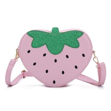 Imagem de LUI SUI Bolsa em forma de morango linda bolsa de ombro de morango em forma de fruta, rosa, One Size