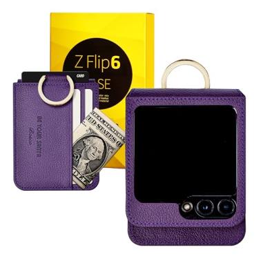 Imagem de [BeYourSanta] Capa para Galaxy Z Flip 6, Bosco & Bianco com suporte para cartão, capa para câmera e proteção de dobradiça - Couro vegano italiano | Suporte de anel (Persona roxo, Bosco (3