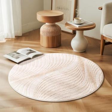 Imagem de Carvapet Tapete redondo de imitação de juta - Tapete circular de 91 cm com aparência de juta lavável pequena pilha baixa de 91 cm com suporte de borracha antiderrapante, tapete de área resistente a