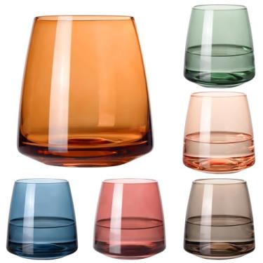 Imagem de Conjunto de taças de vinho coloridas sem haste de 170.1-524.5 g taças de vinho coloridas de cristal - exclusivo soprado à mão muticolor copo de vinho colorido conjunto de presente de casamento para