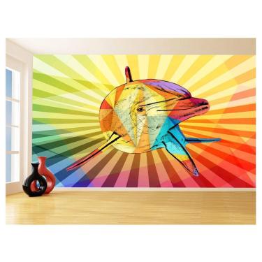 Imagem de Papel De Parede 3D Animais Pop Art Golfinho Cor 3,5M Pxa283