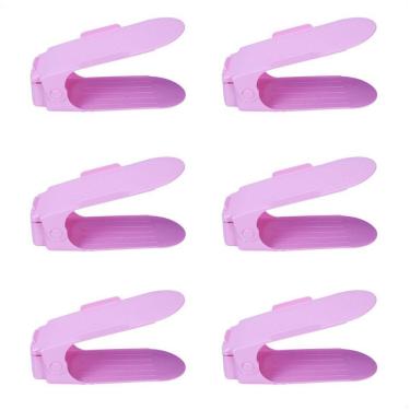 Imagem de Kit 6 Organizadores Sapatos Reforçado Regulagem Altura Rosa