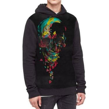 Imagem de Moletom Com Capuz Caveira Full Print Ref:18 - smoke, Preto, GG