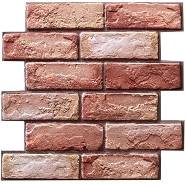 Imagem de Szgwtk Painéis de parede 3D descasque e cole papel de parede de tijolo autoadesivo, azulejos de tijolos sintéticos, painel de parede de PVC à prova d'água para decoração para escritório, sala de estar