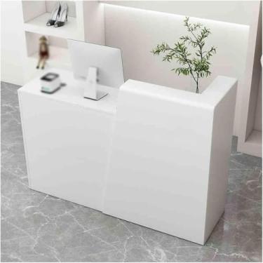 Imagem de Mesa De Escritório Comercial De Varejo Balcão De Recepção Estação De Trabalho De Balcão De Computador Mesa De Recepcionista Mesa De Recepção Com Gav, White, RIGHT_100CM/39.4IN