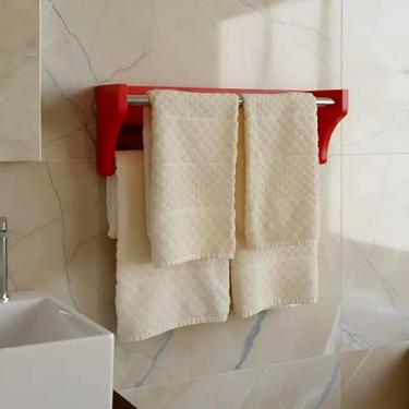 Imagem de Toalheiro Duplo Suporte Cabideiro Porta Toalhas de Parede Acessório para Banheiro Vermelho Laca