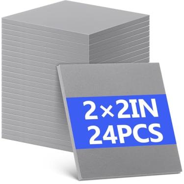 Imagem de Maitys 24 folhas de carimbo de borracha para máquina de gravação a laser de 2,3 mm x 5 cm x 5 cm, almofadas de borracha cinza macia para cortador de máquina de gravação, material de blocos de entalhe