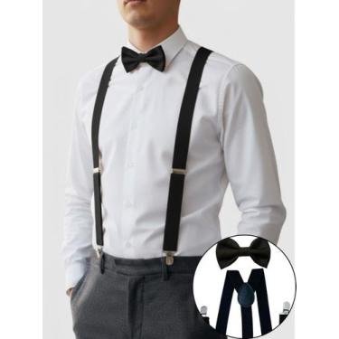 Imagem de Kit Suspensório e Gravata Borboleta Adulto Cores Variadas Social e Eve