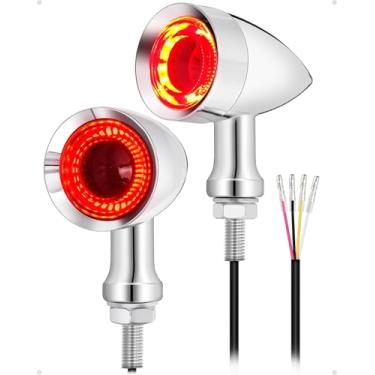 Imagem de Benlari 2 peças Bullet para motocicleta, 48 LEDs, luzes de seta traseira, âmbar SMD, furo de montagem de 8 mm, adequado para Honda, Yamaha, Suzuki, Kawasaki, Harley Chopper, Bobber, Cromado