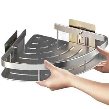 Imagem de KIT 2 PRATELEIRAS PARA BANHEIRO CROMADO SUPORTE PARA SHAMPOO TRIANGULAR PRATEADO ALUMINIO DE CANTO