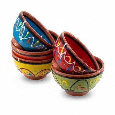 Imagem de Cactus Canyon Ceramics Tigelas de salsa - decoração multicolorida de terracota espanhola - Tigela de servir pequena (tamanho europeu), conjunto de 5 peças de louça festiva - Segura para lava-louças e