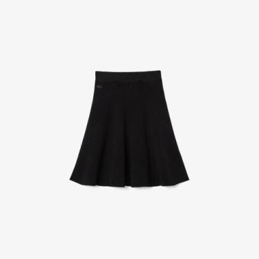 Imagem de Saia Evasê de Malha Canelada 3D - LACOSTE, 42, Preto