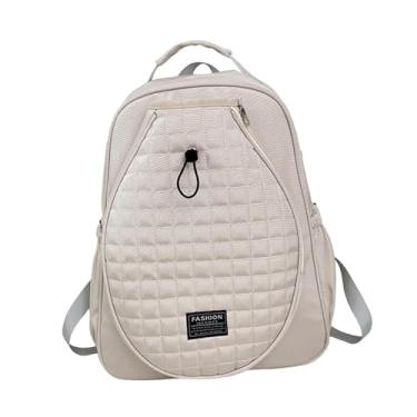 Imagem de IEUDNS Bolsa de tênis, capa para raquete, organizador de equipamentos esportivos para atividades ao ar livre, mochila de tênis versátil com zíper suave e, Bege