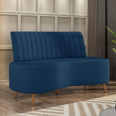 Imagem de Sofá Living Decorativo 2 Lugares 1,35m Katara Azul Veludo G33 - Gran Belo