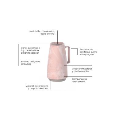 Imagem de Bule Térmico Tramontina Exata em Plástico Marmorizado Rosa 500 ml