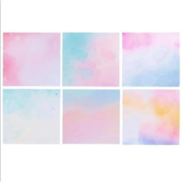 Imagem de 6 peças de notas adesivas em aquarela gradiente fofas 7,6 x 7,6 cm, blocos de notas autoadesivos para mesa de escritório, lembretes de casa, agenda de professores, 30 folhas por bloco, blocos de