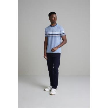 Imagem de Camiseta Malha Slim Fit - Azul Noturno / Azul Jeans - HIGHSTIL, Azul, 