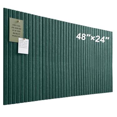 Imagem de Quadro grande de cortiça para escritório, pacote com 8 azulejos de parede de feltro com painéis de parede de ripas e abas adesivas removíveis seguras, quadro de avisos de feltro, placas de cortiça