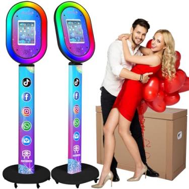 Imagem de ZLPOWER Cabine fotográfica para iPad 10,2 polegadas, 10,5 polegadas, 27,7 cm, 27,9 cm, 32,8 cm, 33.0 cm, estação de selfie, logotipo personalizado, máquina fotográfica com anel de luz RGB e caixa de