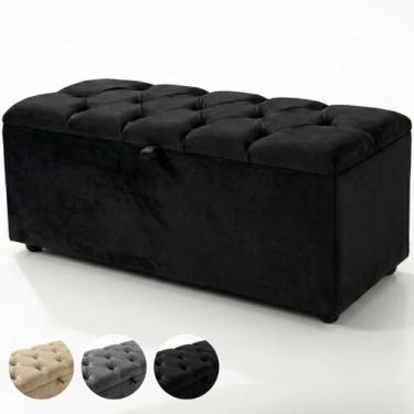 Imagem de Recamier Baú Estofado Minimalista Moderno Calçadeira Sapateira Sala Qu